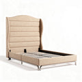 Upholstered Queen Bed Frame with Slatted Base – Fabric Construction – 150 x 200 x 100cm