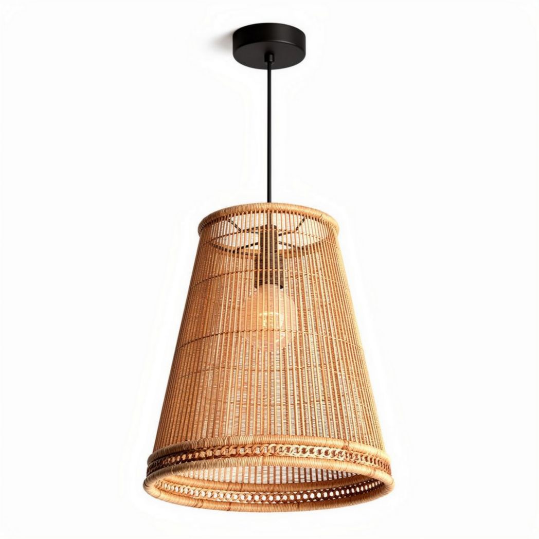 Rattan Pendant Light Fixture for Indoor Use – Natural Material – 25 x 25 x 30cm