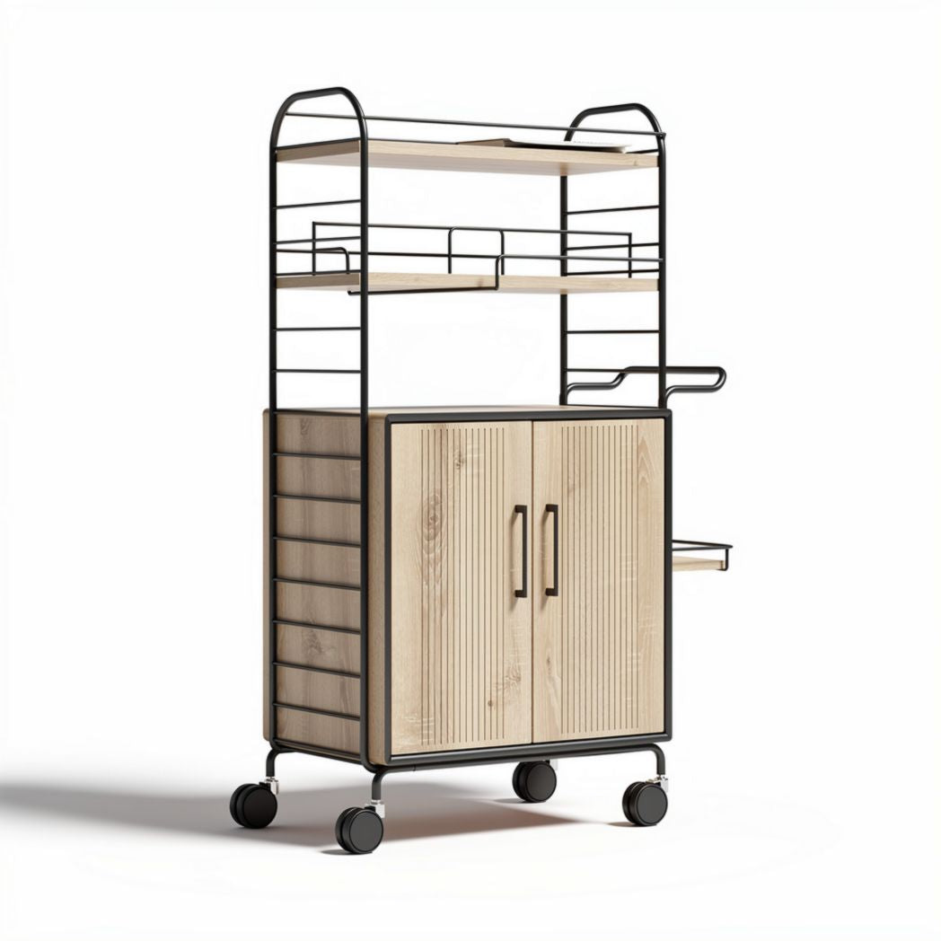 Metal and Wood Kitchen Cart with Storage Shelves – 80 x 40 x 120cm