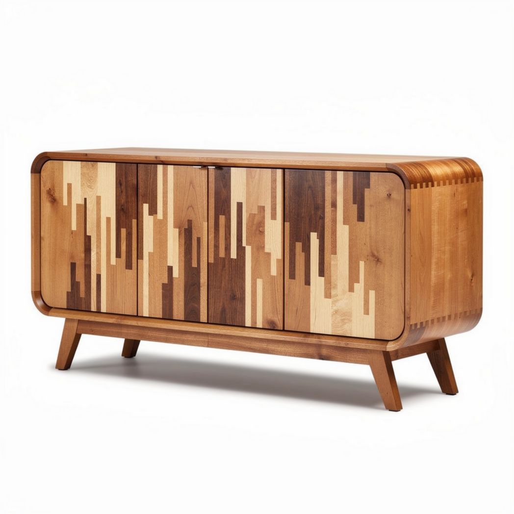 Wooden Sideboard for Living Room Organization – Oak and Walnut Finish – 120 x 45 x 75cm