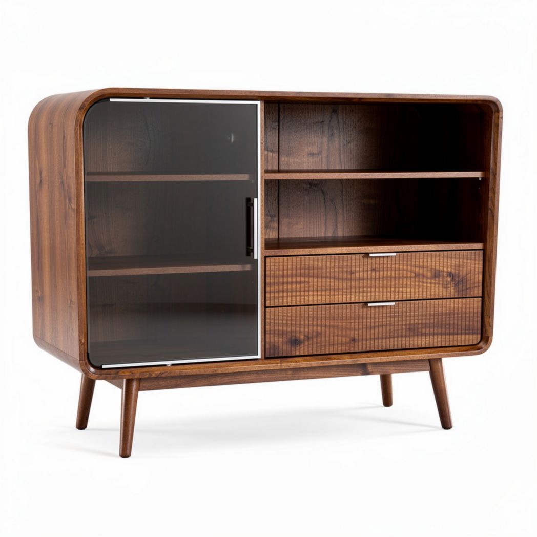 Wooden Modern Storage Cabinet with Glass Door – 150 x 45 x 90cm