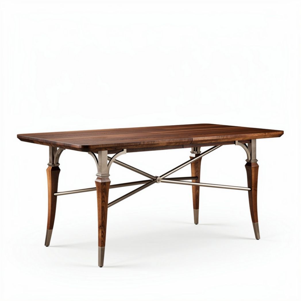Wooden Dining Table for Family Meals and Gatherings, Featuring Metal Accents, 200 x 100 x 75cm