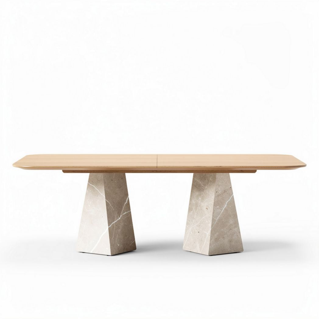 Wooden Dining Table with Marble Base for Indoor Use – 200 x 90 x 75cm